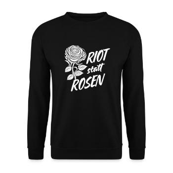 Riot statt Rosen - Unisex Pullover - Schwarz - Vorne - Alina (178cm) & Michal (187cm)