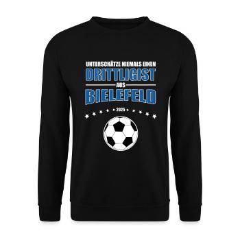 Pokal Drittligist Bielefeld Fußball Sensation Fan - Unisex Pullover - Schwarz - Vorne - Alina (178cm) & Michal (187cm)