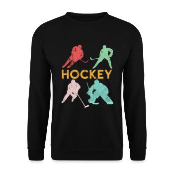 Hockey Player Hockey Vintage Retro Gift - Unisex Sweatshirt - black - Front - Alina (178cm) & Michal (187cm)
