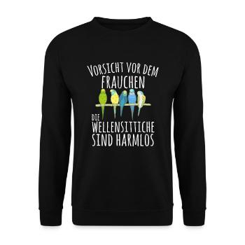 Caution miss budgie gift bird - Unisex Sweatshirt - black - Front - Alina (178cm) & Michal (187cm)