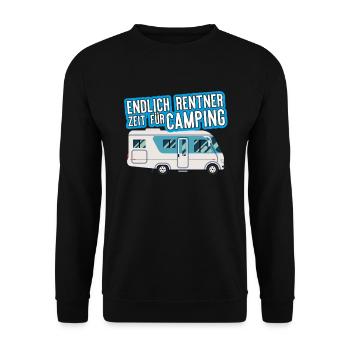 Camping Pensioner Motorhome Gift Leisure Hobby - Unisex Sweatshirt - black - Front - Alina (178cm) & Michal (187cm)