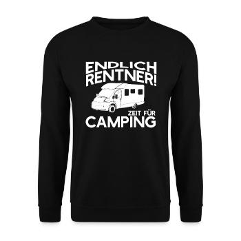 Camping Pensioner Motorhome Gift Leisure Hobby - Unisex Sweatshirt - black - Front - Alina (178cm) & Michal (187cm)