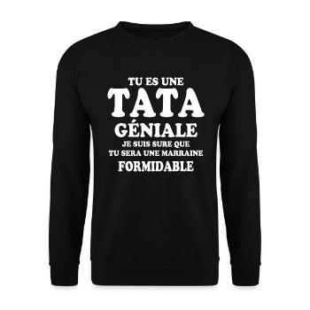 Une tata géniale et une marraine formidable - Sweat-shirt Unisexe - noir - Devant - Alina (178cm) & Michal (187cm)