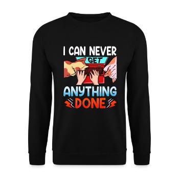 lustiges Katzenshirt fürs Homeoffice und Büro - Unisex Pullover - Schwarz - Vorne - Alina (178cm) & Michal (187cm)