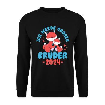 Großer Bruder 2024 Junge Geschwister Geburt - Unisex Pullover - Schwarz - Vorne - Alina (178cm) & Michal (187cm)