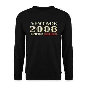 2008 Vintage: 16th Anniversary Unique Retro Gift - Unisex Sweatshirt - black - Front - Alina (178cm) & Michal (187cm)