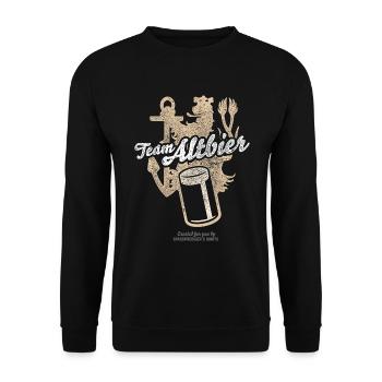 Düsseldorf T-Shirt Team Altbier - Unisex Pullover - Schwarz - Vorne - Alina (178cm) & Michal (187cm)