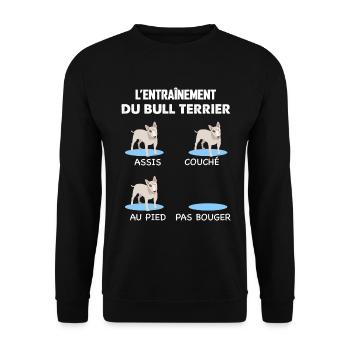 L'Entrainement Du Bull Terrier Citation Chien - Sweat-shirt Unisexe - noir - Devant - Alina (178cm) & Michal (187cm)