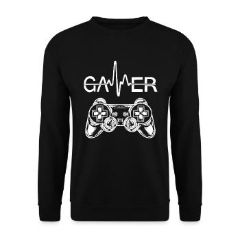 Gamer Heartbeat - Unisex Pullover - Schwarz - Vorne - Alina (178cm) & Michal (187cm)