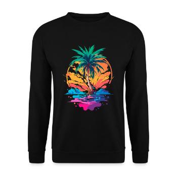 Palm tree in front of sunset | Tropical Paradise - Unisex Sweatshirt - black - Front - Alina (178cm) & Michal (187cm)