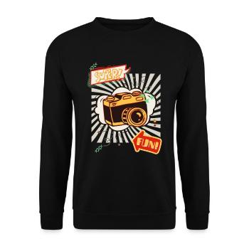 Super Fun with Camera - Unisex Sweatshirt - black - Front - Alina (178cm) & Michal (187cm)