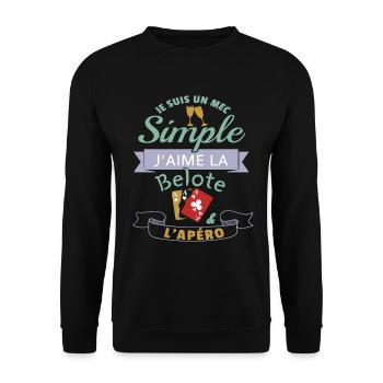 J´aime la belote et l apéro cadeau - Sweat-shirt Unisexe - noir - Devant - Alina (178cm) & Michal (187cm)
