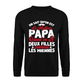 Meilleur Papa Avec Deux Filles Comme Les Miennes - Sweat-shirt Unisexe - noir - Devant - Alina (178cm) & Michal (187cm)