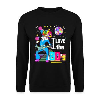 I love the 80's Citation Humour Licorne Guitare - Sweat-shirt Unisexe - noir - Devant - Alina (178cm) & Michal (187cm)