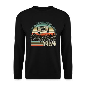 1964 Jahrgang Vintage Retro Geburtstag Geschenk - Unisex Pullover - Schwarz - Vorne - Alina (178cm) & Michal (187cm)