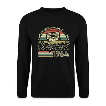 1964 Jahrgang Vintage Retro Geburtstag Geschenk - Unisex Pullover - Schwarz - Vorne - Alina (178cm) & Michal (187cm)