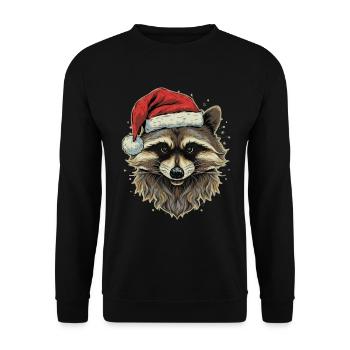 Raccoon with Santa hat - Unisex Sweatshirt - black - Front - Alina (178cm) & Michal (187cm)