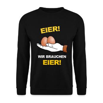 Eier, Klöten, Chochones, Hühnerei, Hoden, Sack - Unisex Pullover - Schwarz - Vorne - Alina (178cm) & Michal (187cm)