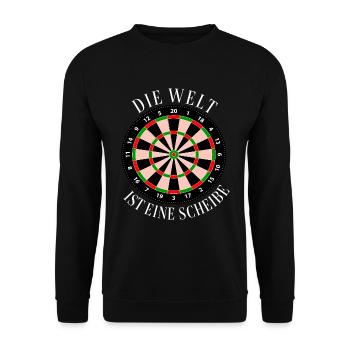 Darts die Welt ist eine Scheibe Darten Geschenk - Unisex Pullover - Schwarz - Vorne - Alina (178cm) & Michal (187cm)