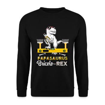 Papasaurus bricolo Papa Dinosaure Bricoleur - Sweat-shirt Unisexe - noir - Devant - Alina (178cm) & Michal (187cm)
