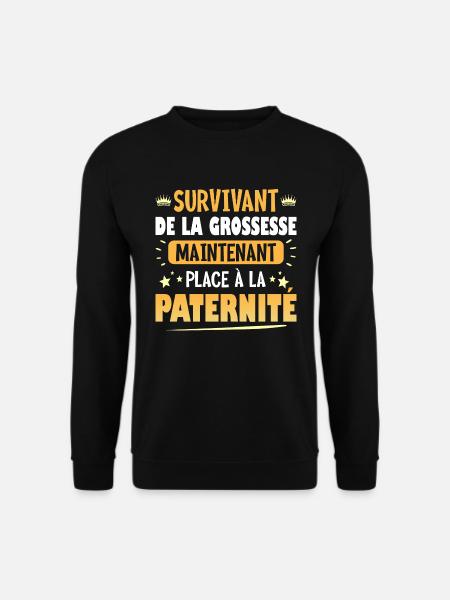Humour Paternité Après Grossesse Jeune Papa 2024 - Sweat-shirt Unisexe - noir