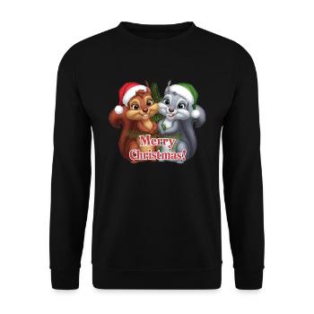 Joyeux Noël Écureuil Noël Mignon - Sweat-shirt Unisexe - noir - Devant - Alina (178cm) & Michal (187cm)