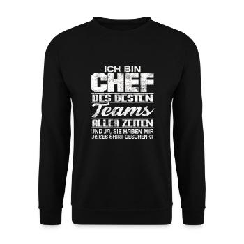 Chef Lustig Geschenk Team - Unisex Pullover - Schwarz - Vorne - Alina (178cm) & Michal (187cm)