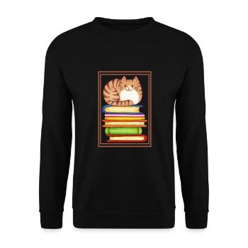 Teacher reading book Cat Silence Read - Unisex Sweatshirt - black - Front - Alina (178cm) & Michal (187cm)