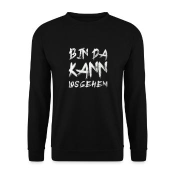 Bin da kann los gehen - Unisex Pullover - Schwarz - Vorne - Alina (178cm) & Michal (187cm)