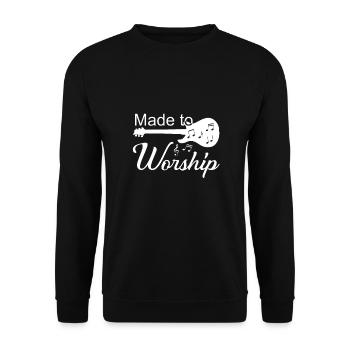 Christliches Design - Made to Worship - Unisex Pullover - Schwarz - Vorne - Alina (178cm) & Michal (187cm)