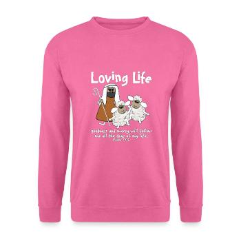 Christian Design Schafe mit ihrem guten Hirten - Unisex Pullover - Pink - Vorne