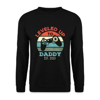 Leveled Up To Daddy Amusant Papa Gamer - Sweat-shirt Unisexe - noir - Devant - Alina (178cm) & Michal (187cm)