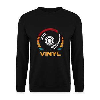 Retro Vinyl Junkie Record DJ Music Gift - Unisex Sweatshirt - black - Front - Alina (178cm) & Michal (187cm)
