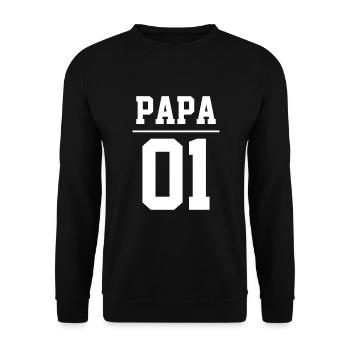 Bester Papa 01 Tochter Sohn Outfit Partnerlook - Unisex Pullover - Schwarz - Vorne - Alina (178cm) & Michal (187cm)