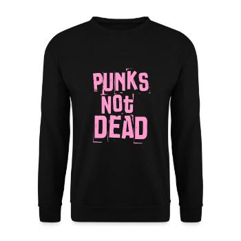 Punks Not Dead Punk Rocker Musik Geschenk - Unisex Pullover - Schwarz - Vorne - Alina (178cm) & Michal (187cm)
