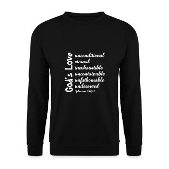 Christian Design God's Love Ephesians 3 verse 18, - Unisex Sweatshirt - black - Front - Alina (178cm) & Michal (187cm)
