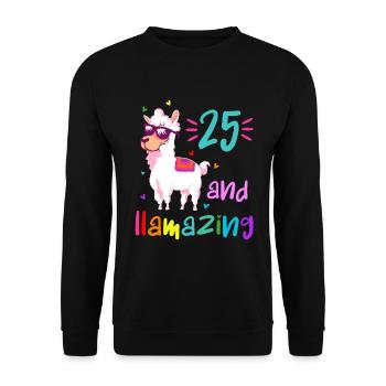 25 and llamazing - Sweat-shirt Unisexe - noir - Devant - Alina (178cm) & Michal (187cm)