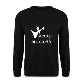 Christliches Weihnachtsdesign Frieden auf Erden - Unisex Pullover - Schwarz - Vorne - Alina (178cm) & Michal (187cm)