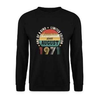 Awesome since Août 1971 Anniversaire - Sweat-shirt Unisexe - noir - Devant - Alina (178cm) & Michal (187cm)