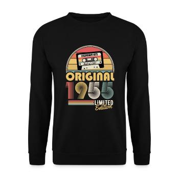 1955 Vintage Millésime Anniversaire Rétro Cadeau - Sweat-shirt Unisexe - noir - Devant - Alina (178cm) & Michal (187cm)