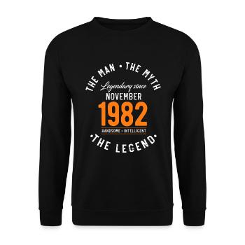 Légendaire depuis novembre 1982 L’Homme Le Mythe - Sweat-shirt Unisexe - noir - Devant - Alina (178cm) & Michal (187cm)