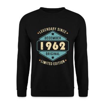 Décembre 1962 Vintage Retro Anniversaire - Sweat-shirt Unisexe - noir - Devant - Alina (178cm) & Michal (187cm)