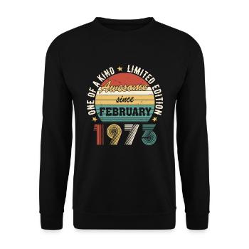 Awesome since February 1973 - Unisex Sweatshirt - black - Front - Alina (178cm) & Michal (187cm)