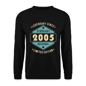 Février 2005 Vintage Retro Anniversaire - Sweat-shirt Unisexe - noir - Devant - Alina (178cm) & Michal (187cm)