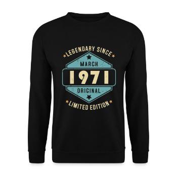 Mars 1971 Vintage Retro Anniversaire - Sweat-shirt Unisexe - noir - Devant - Alina (178cm) & Michal (187cm)