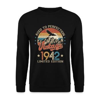 1942 Humor anniversary 80 years age perfection - Unisex Sweatshirt - black - Front - Alina (178cm) & Michal (187cm)
