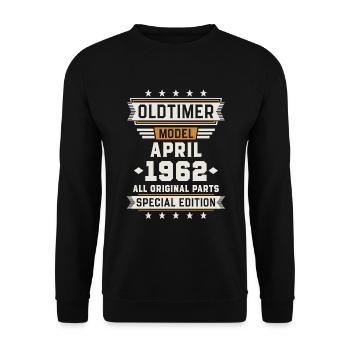 Oldtimer April 1962 Geburtstag Geschenk - Unisex Pullover - Schwarz - Vorne - Alina (178cm) & Michal (187cm)