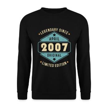 Avril 2007 Vintage Retro Anniversaire - Sweat-shirt Unisexe - noir - Devant - Alina (178cm) & Michal (187cm)