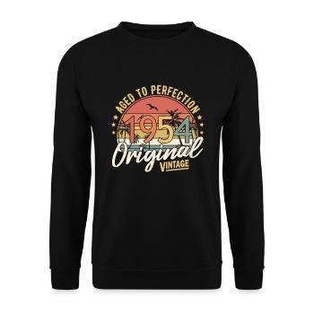 1954 Aged To Perfection Original Vintage - Unisex Pullover - Schwarz - Vorne - Alina (178cm) & Michal (187cm)