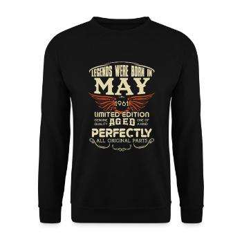 Legends Were Born In May 1961 Birthday - Unisex Pullover - Schwarz - Vorne - Alina (178cm) & Michal (187cm)